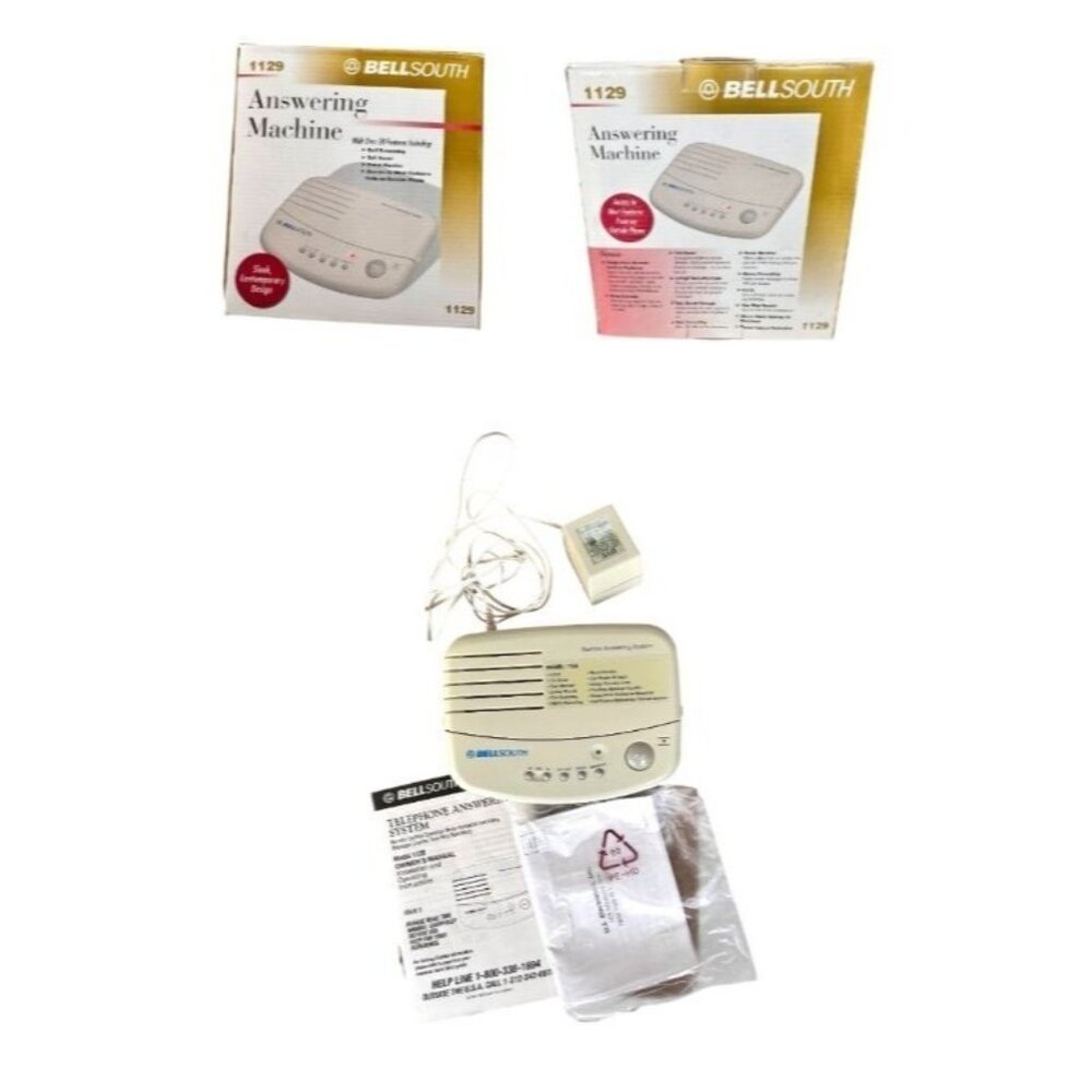 New In Box Vintage 1990s Bellsouth 1129 White Answering Machine 20+ Features